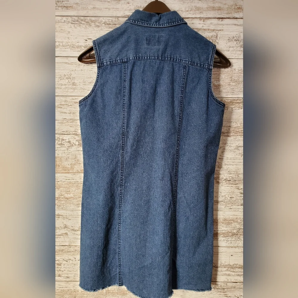Cabela's Denim Mini Dress Sleeveless Long Jean Tunic Vest 90s Vintage - Picture 2 of 8